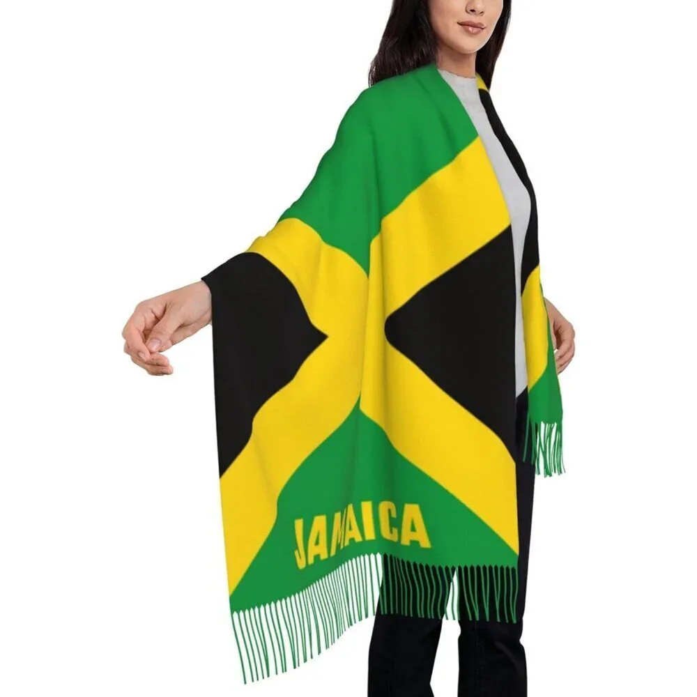 Women Jamaican Flag Shawl Wrap Faux Cashmere Large Soft Warm Scarf